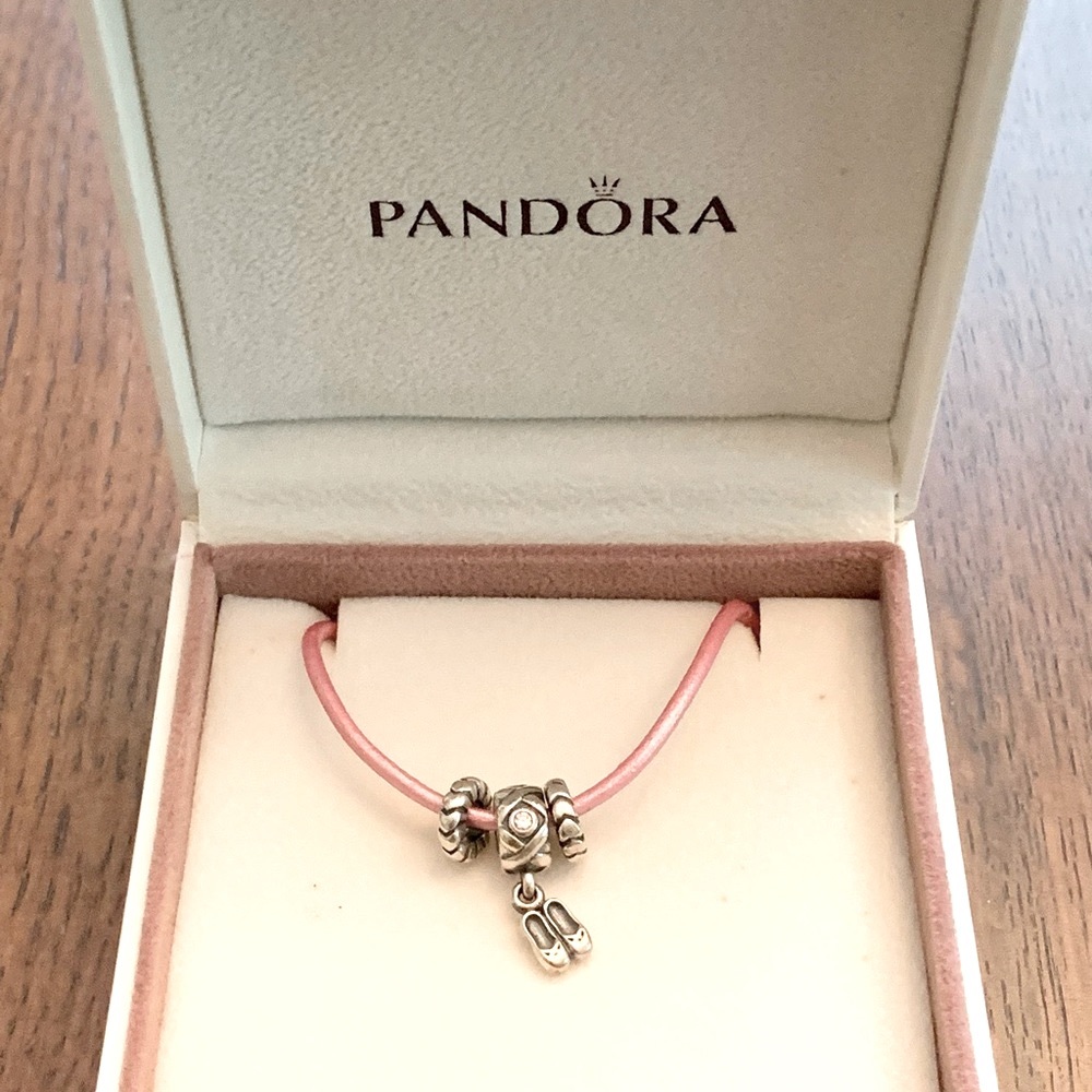 Pandora Leather Corded Necklace with Ballet Charm